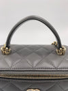 CHANEL Lambskin Grey Top Handle Vanity Case Chain Bag Light Gold Hardware