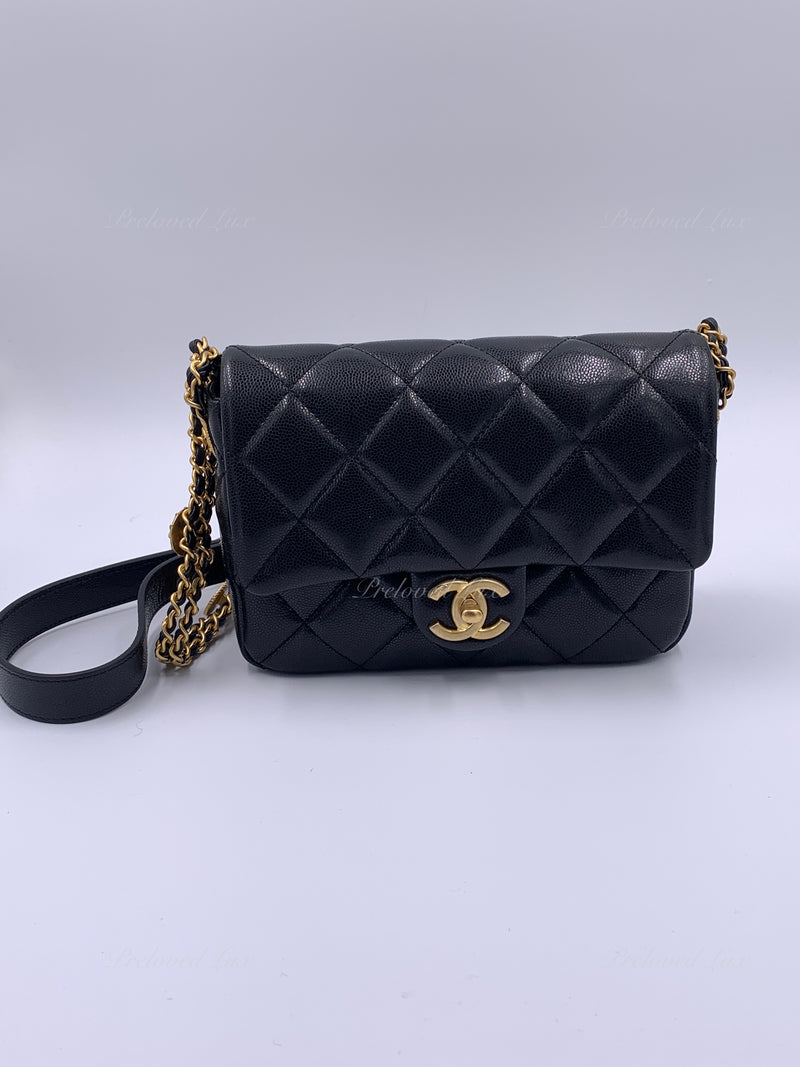 CHANEL Black Caviar Mini Seasonal Flap Gold Hardware – Preloved Lux