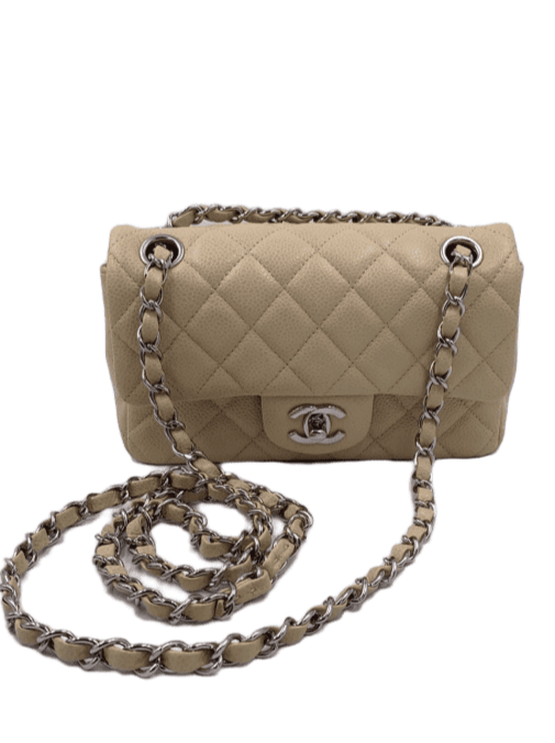 Chanel mini flap rectangle light beige caviar  Beige chanel bag, Chanel  mini flap bag, Chanel mini bag