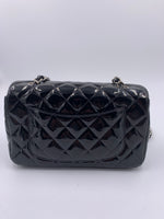 Sold-CHANEL Classic Mini Rectangular Black Shoulder Bag Crossbody - Silver Hardware Patent Leather