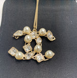 Sold-CHANEL CC Rhinestones and Pearl Necklace C238