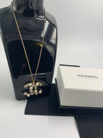 Sold-CHANEL CC Rhinestones and Pearl Necklace C238