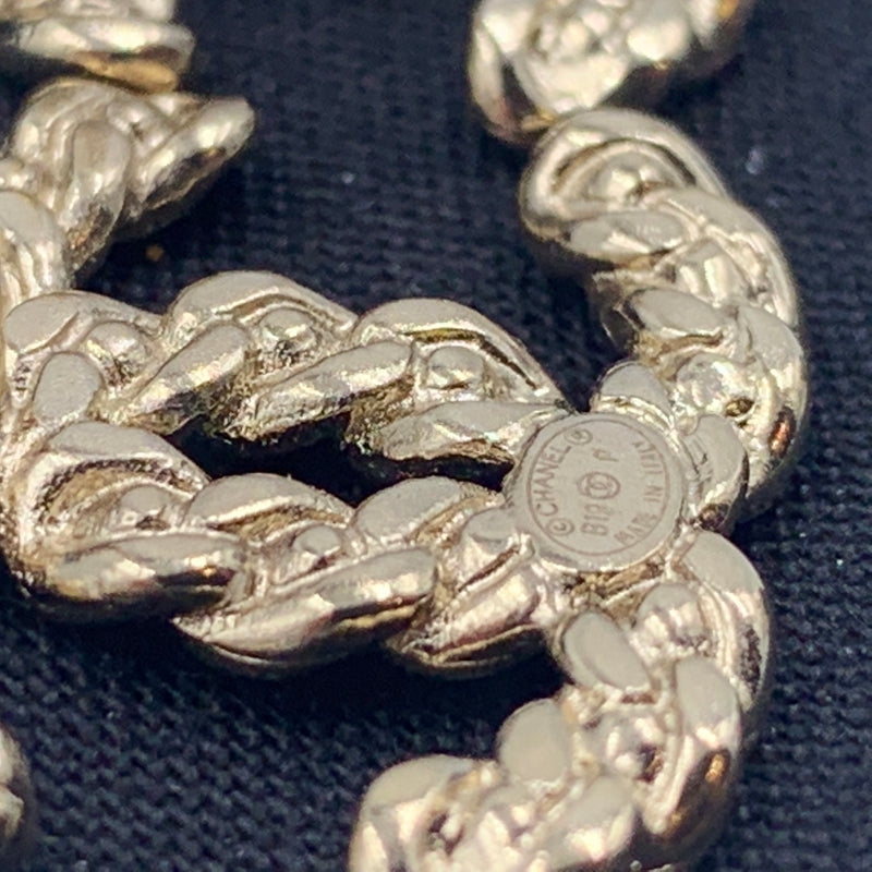 Sold-CHANEL CC Rhinestones Earrings/Gold L239