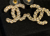 Sold-CHANEL CC Rhinestones Earrings/Gold L239