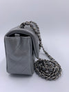 Sold-CHANEL Mini Rectangular Silver Grey Metallic Lambskin Shoulder bag Crossbody- Silver Hardware