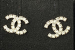 Sold-CHANEL CC Rhinestones Earrings/Silver C243