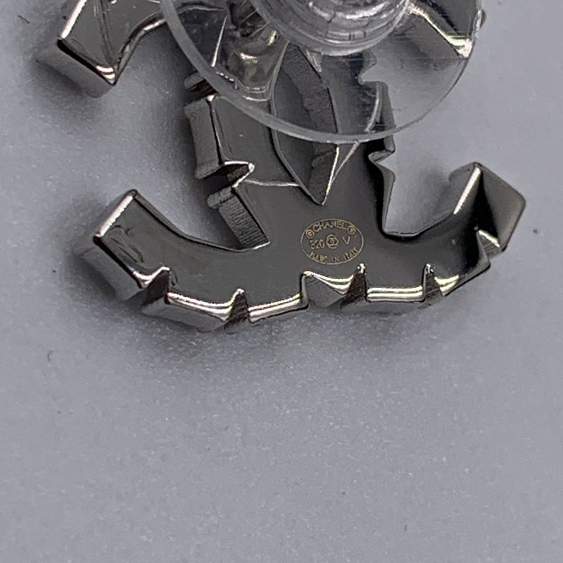 Sold-CHANEL CC Rhinestones Earrings/Silver C243