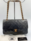 Sold-CHANEL Classic Lambskin Double Chain Double Medium Flap Bag black/gold