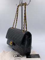 Sold-CHANEL Classic Lambskin Double Chain Double Medium Flap Bag black/gold