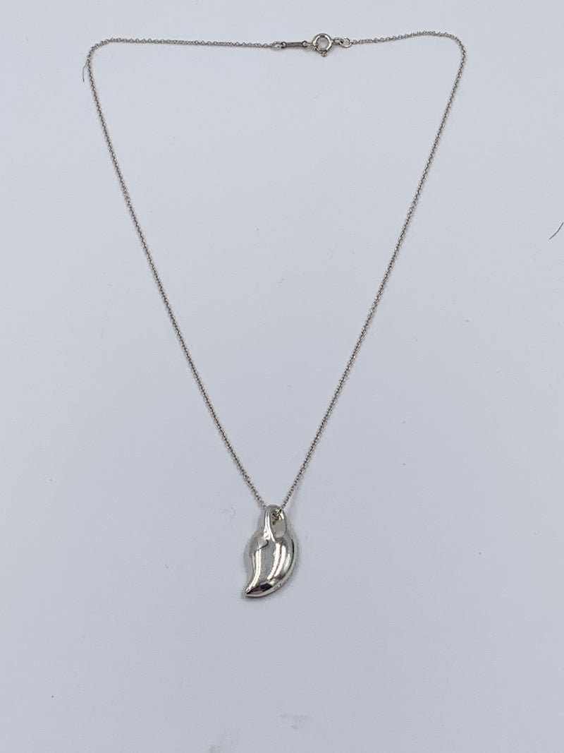 Sold-Tiffany & Co Elsa Peretti Silver Leaf Pendant Necklace