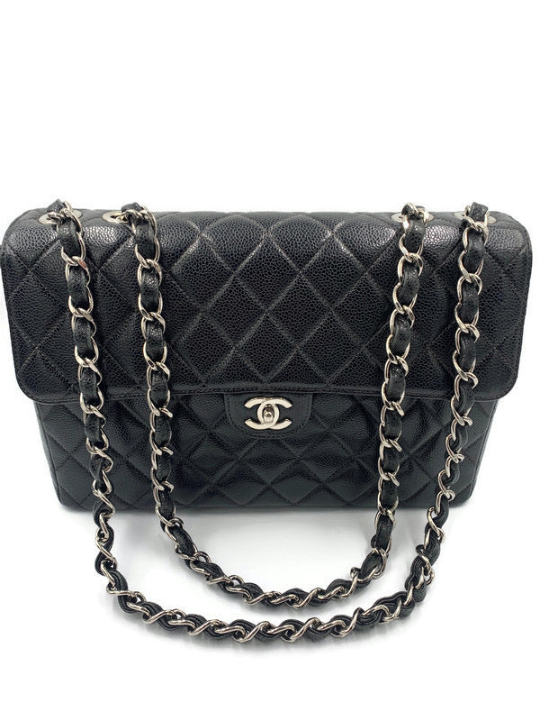 CHANEL Caviar Jumbo Single Flap Shoulder Bag black Silver hardware -  Preowned Luxury bags Canada Authentic – Preloved Lux