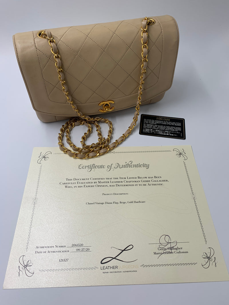 Authentic Vintage Chanel Dark Beige Caviar Leather Small Diana Flap,  Luxury, Bags & Wallets on Carousell