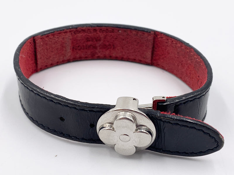 Sold-LOUIS VUITTON Black Leather Good Luck Bracelet