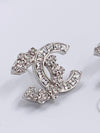 Sold-CHANEL CC Rhinestones Earrings/Silver C235