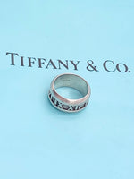 Sold-Tiffany & Co 925 Silver Atlas Ring Size 5 1/2