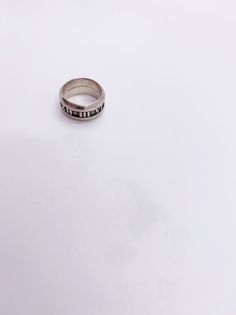 Sold-Tiffany & Co 925 Silver Atlas Ring Size 5 1/2