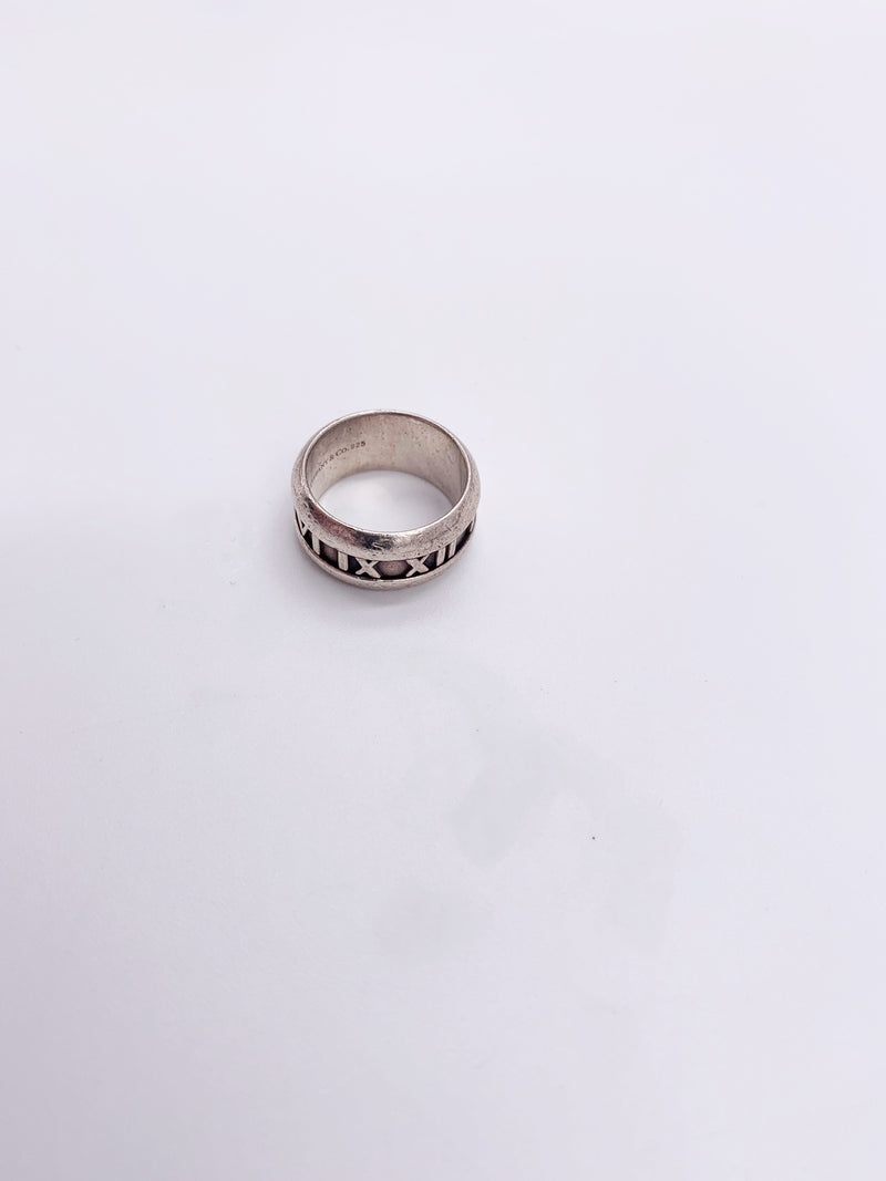 Sold-Tiffany & Co 925 Silver Atlas Ring Size 5 1/2