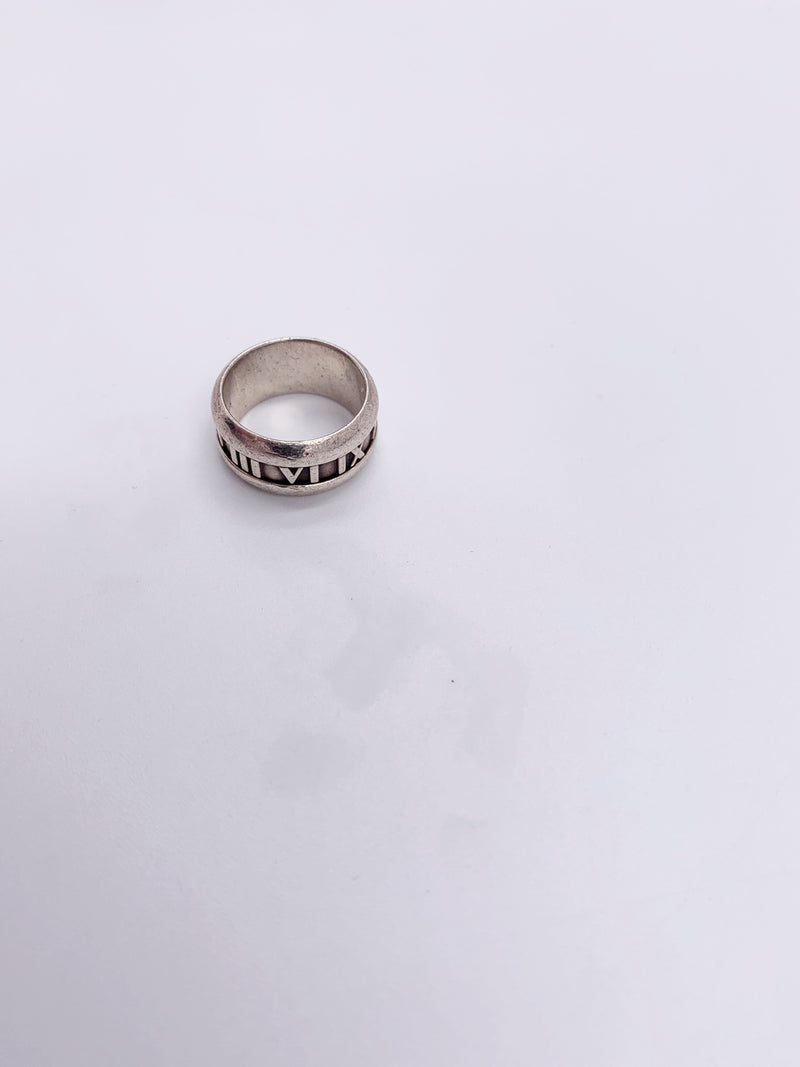 Sold-Tiffany & Co 925 Silver Atlas Ring Size 5 1/2