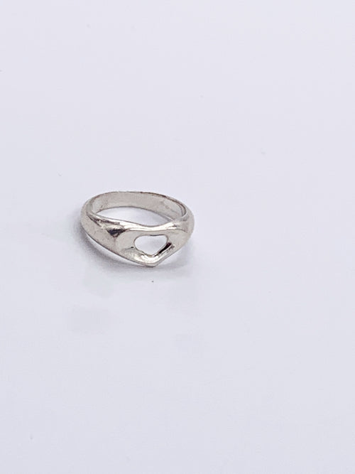 Sold-Tiffany & Co 925 Silver Open Heart Ring Size 6