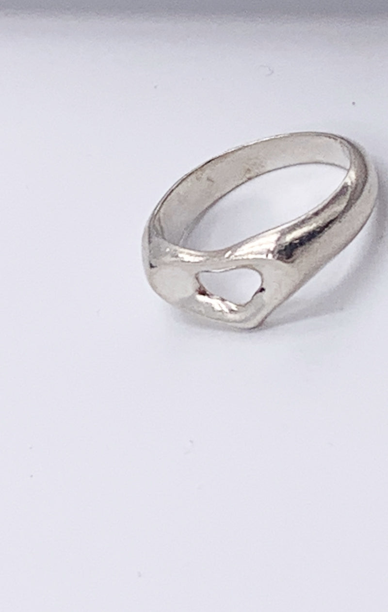 Sold-Tiffany & Co 925 Silver Open Heart Ring Size 6
