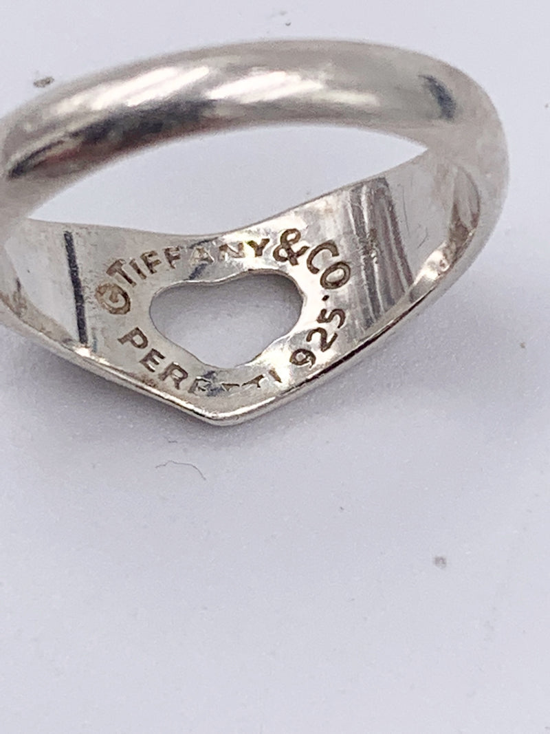 Sold-Tiffany & Co 925 Silver Open Heart Ring Size 6