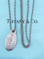 Sold-Tiffany & Co 925 Silver Return to Tiffany Oval Tag Necklace