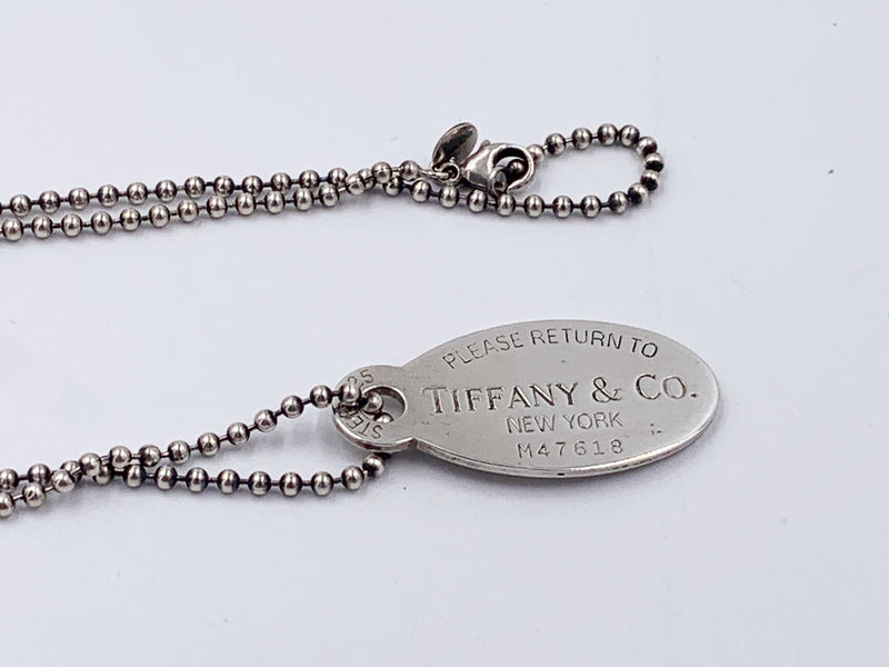 Sold-Tiffany & Co 925 Silver Return to Tiffany Oval Tag Necklace