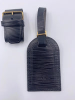 Sold-LOUIS VUITTON Black Epi Luggage Tag with poignet- Large Size