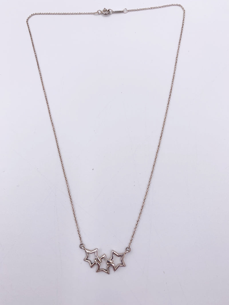 Tiffany & Co Sterling Silver 925 Triple Stars Pendant Necklace
