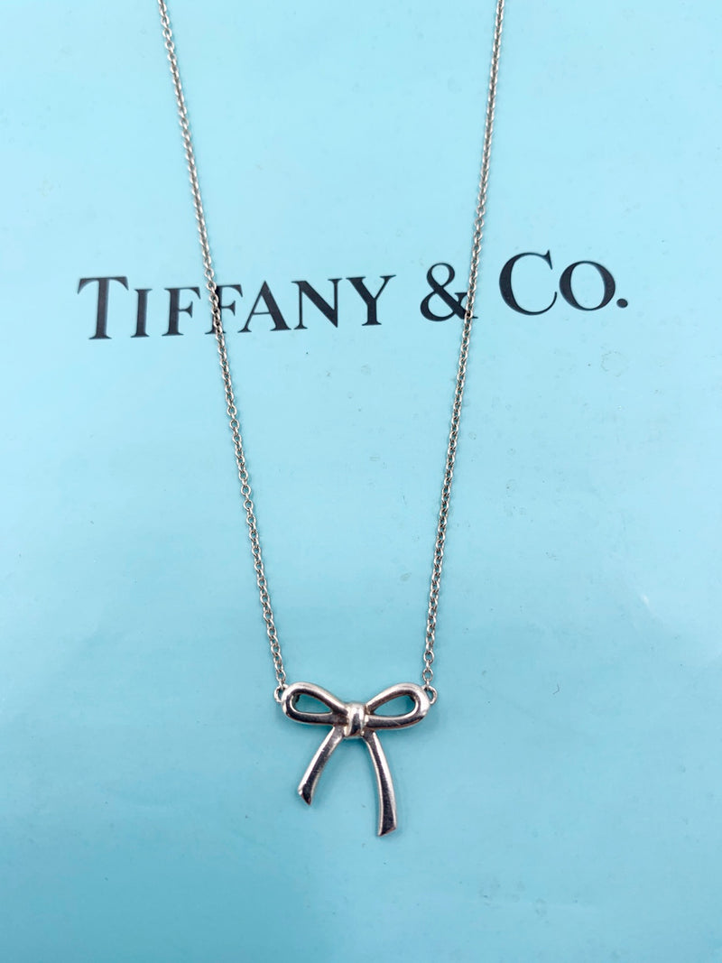Sold-Tiffany & Co Sterling Silver 925 Bow Pendant Necklace