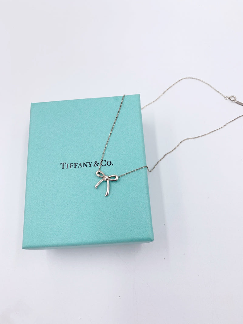 Sold-Tiffany & Co Sterling Silver 925 Bow Pendant Necklace
