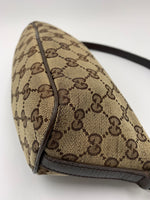 Sold-GUCCI GG Logo Brown Small Handbag with Green/Red Strap