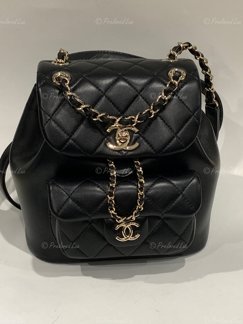 Rare Vintage Chanel CC Duma Micro Mini Quilted Black Lambskin