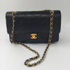 Sold-CHANEL Classic Lambskin Double Chain Double Flap Bag 25 black/gold