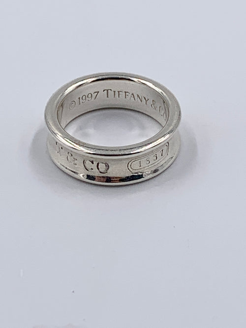 Sold-Tiffany & Co 925 Silver 1837 Medium Ring Size 6 1/4 (6.25)
