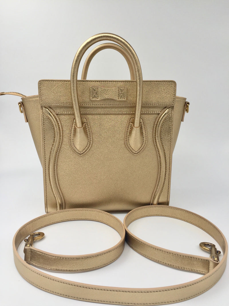 Sold-CELINE Nano Luggage Bag - Gold