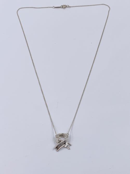 Tiffany & Co 925 Silver Vintage Bow Ribbon Necklace