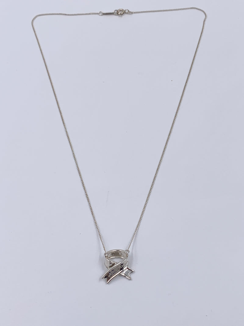 Tiffany & Co 925 Silver Vintage Bow Ribbon Necklace