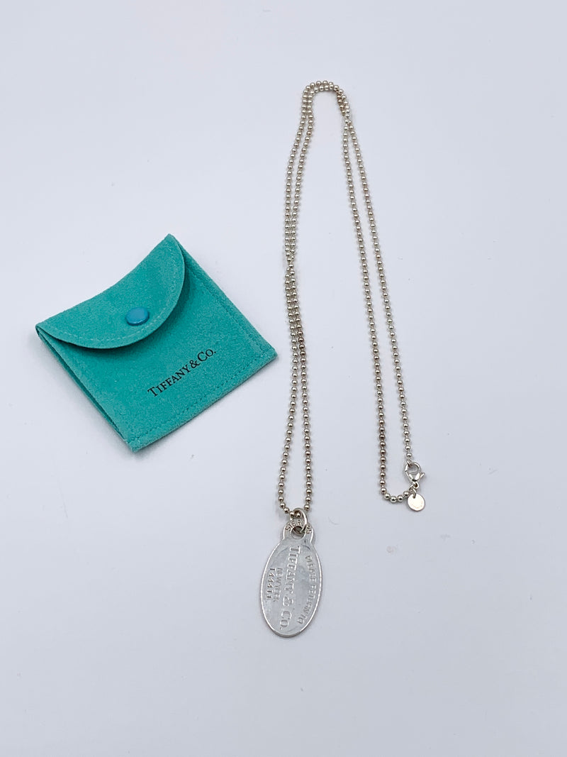 Sold-Tiffany & Co 925 Silver Return to Tiffany Oval Tag Long Necklace