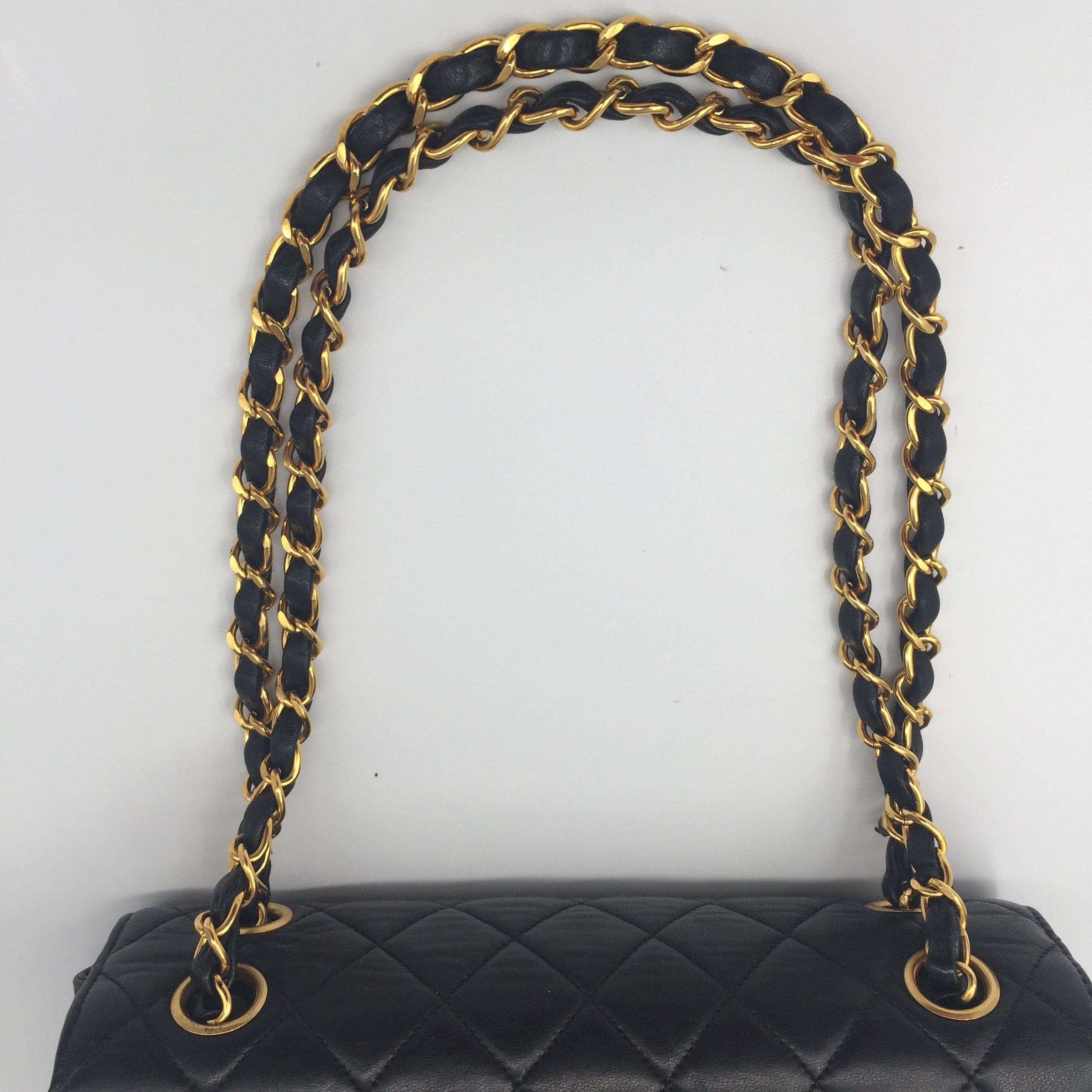 Sold-CHANEL Classic Lambskin Double Face Double Chain Flap Bag 23