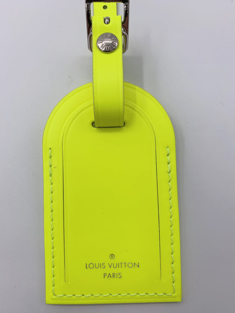 LOUIS VUITTON Leather Luggage Tag Neon Yellow