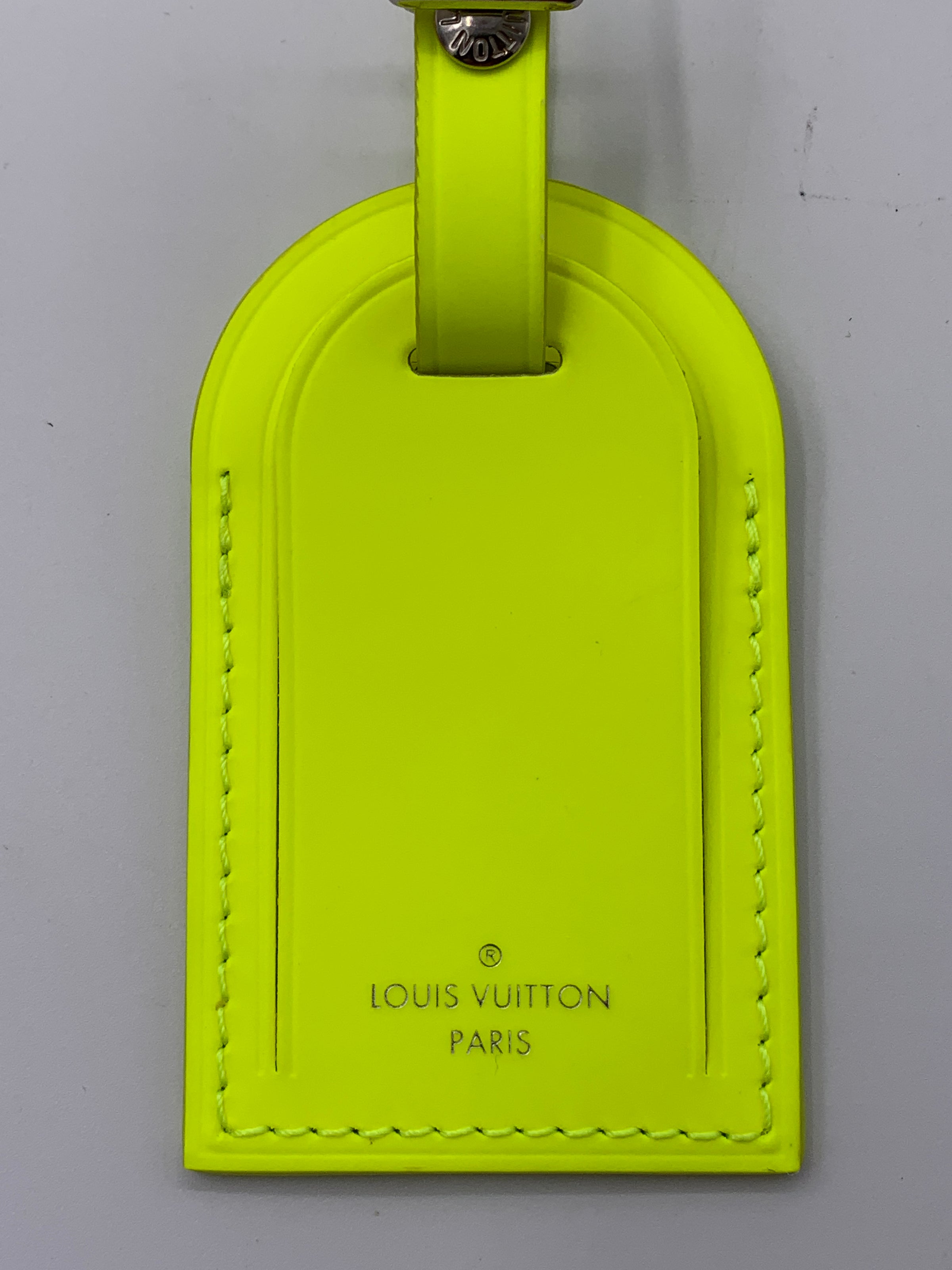 LOUIS VUITTON Leather Luggage Tag Neon Yellow