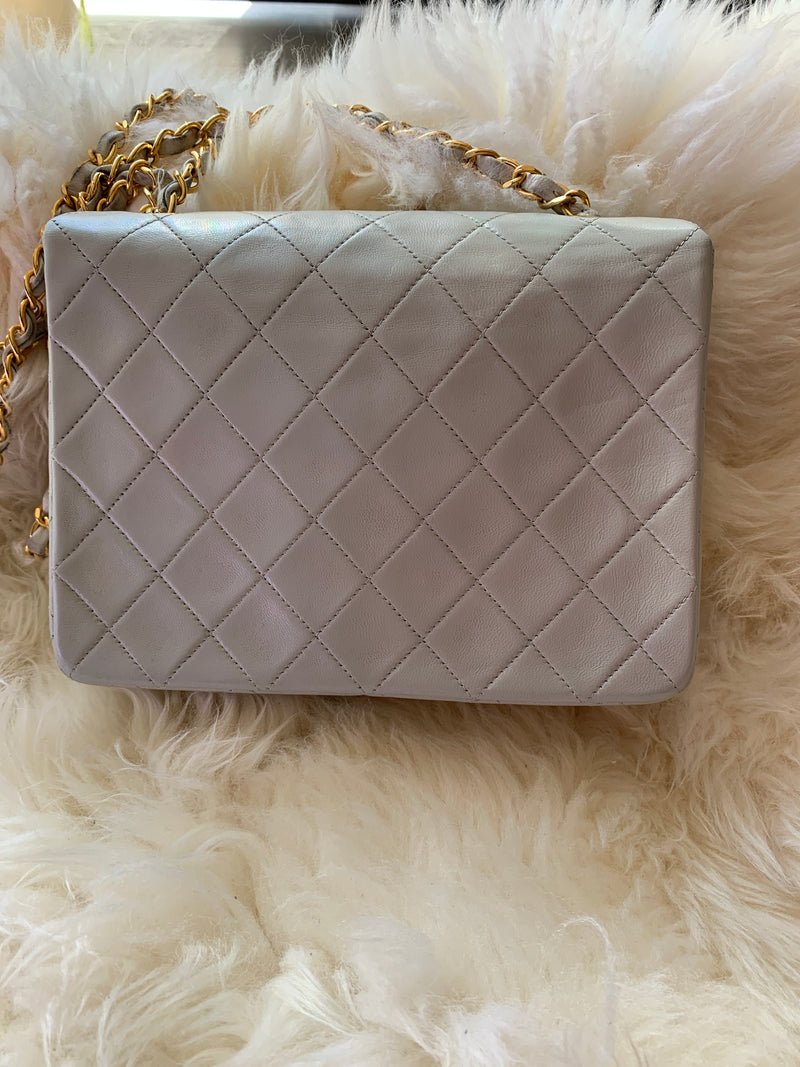 CHANEL Lambskin Quilted Mini Wallet On Chain WOC Light Green