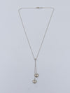 Tiffany & Co 925 Silver Double Dangling Hearts Pendant Necklace