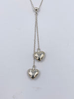 Tiffany & Co 925 Silver Double Dangling Hearts Pendant Necklace