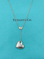 Tiffany & Co 925 Silver Dangling Large Solid Heart Pendant Necklace