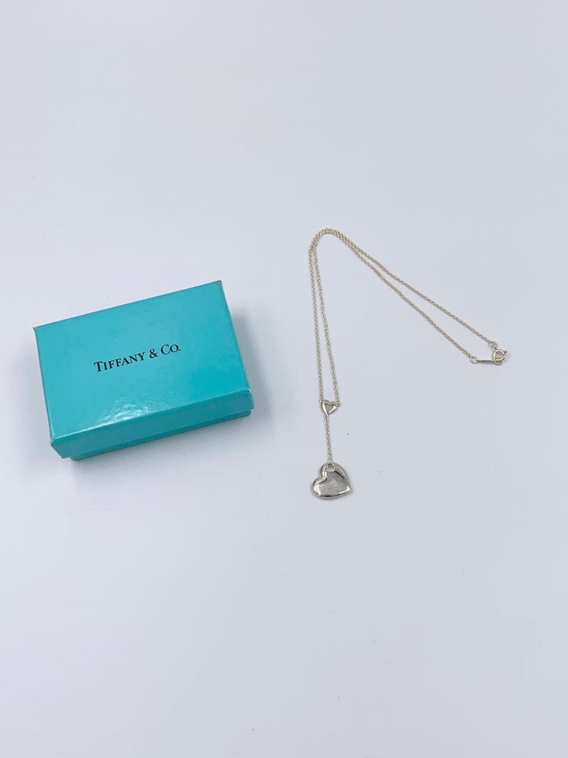 Tiffany & Co 925 Silver Dangling Large Solid Heart Pendant Necklace