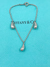 Tiffany & Co 925 Silver Elsa Peretti Triple Teardrop Pendant Bracelet