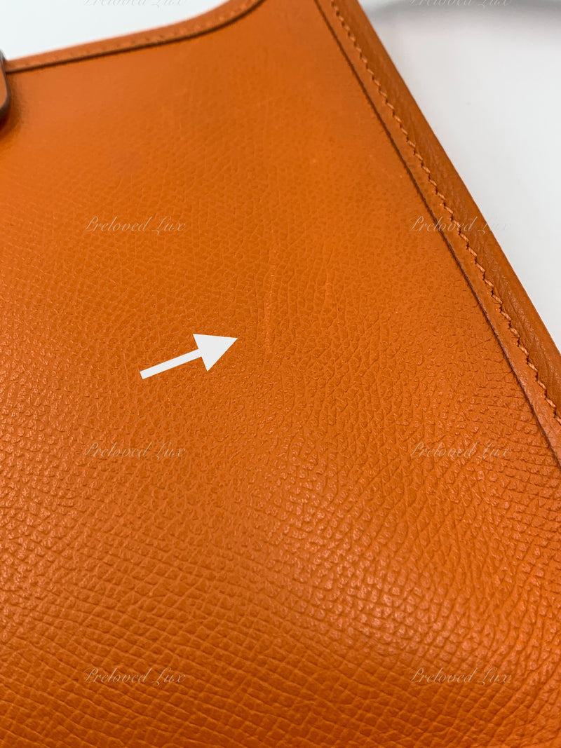 HERMES Orange Epsom Mini Evelyne TPM Crossbody Bag Preloved Lux