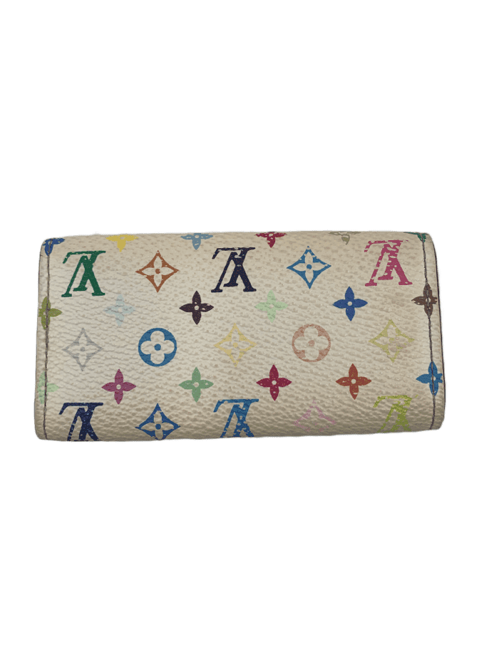 LOUIS VUITTON White Multi Color 4-ring Key Case